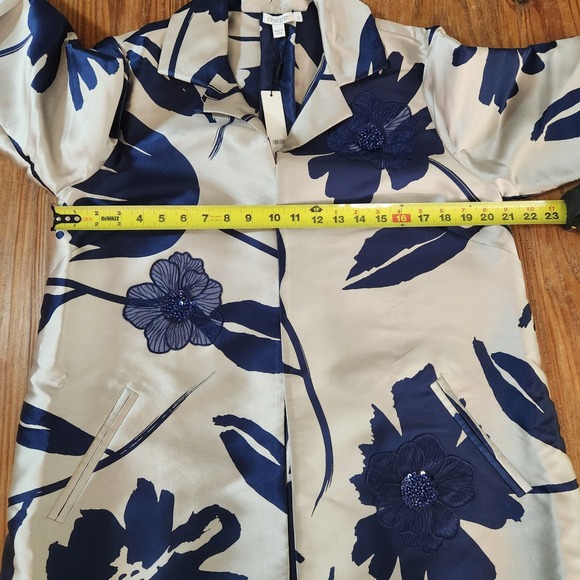 Chicos NWT Travelers Jacquard Floral Jacket Blue Casa Sz 1 M $189 Holiday Party - Picture 8 of 16